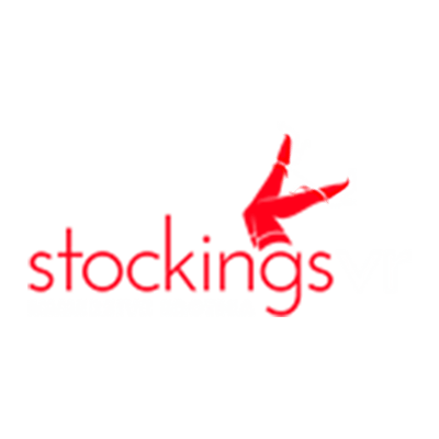 StockingsVR studio logo representing 324 immersive virtual reality porn scenes featuring lingerie-themed content for VR headsets.