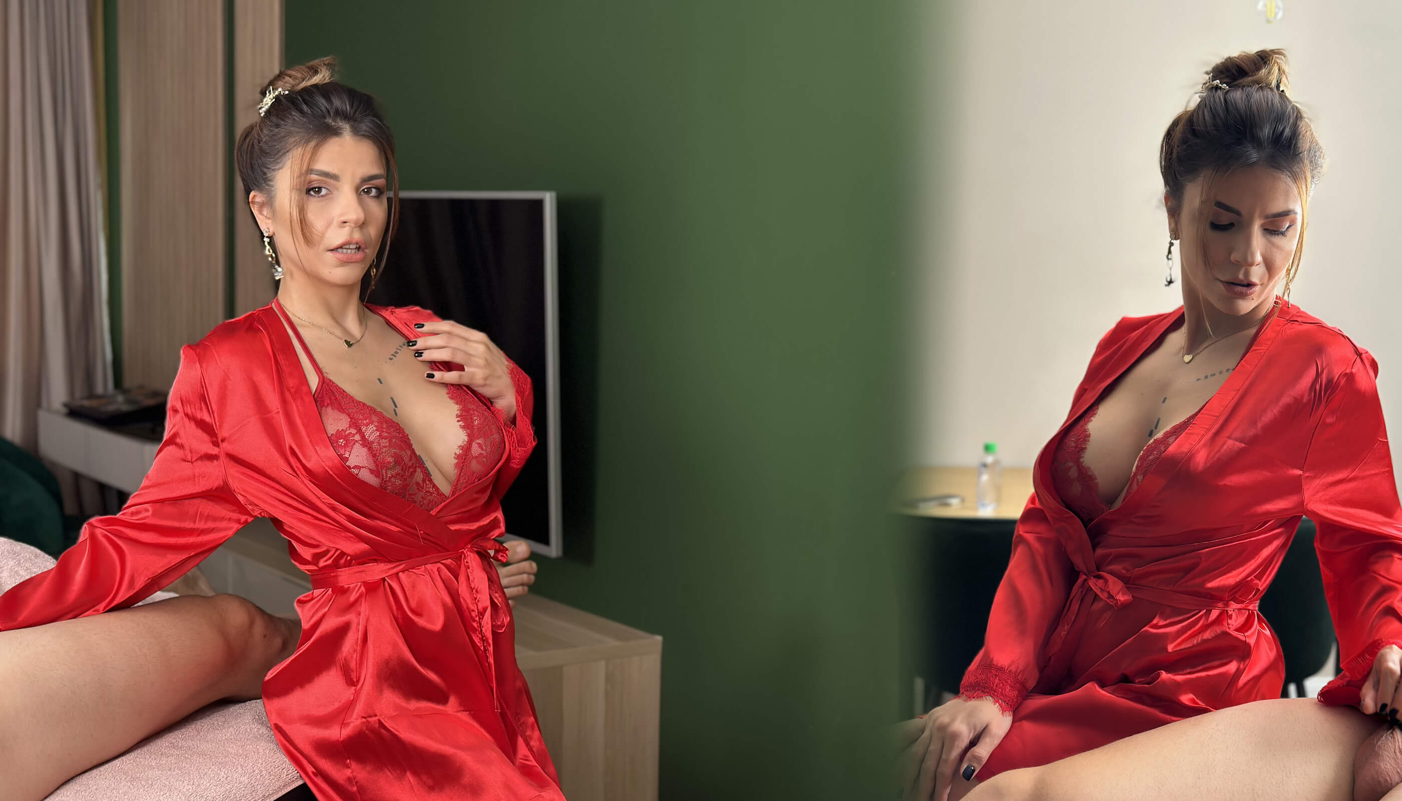 Alexa Creed receives a massage and blowjob in a VR POV scene with close up pussy licking.
