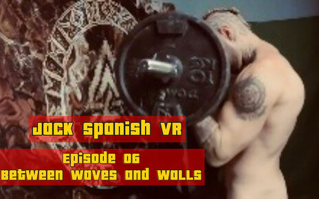 Jack Spanish works out outdoors in a non POV VR fitness video titled Between Waves and Walls