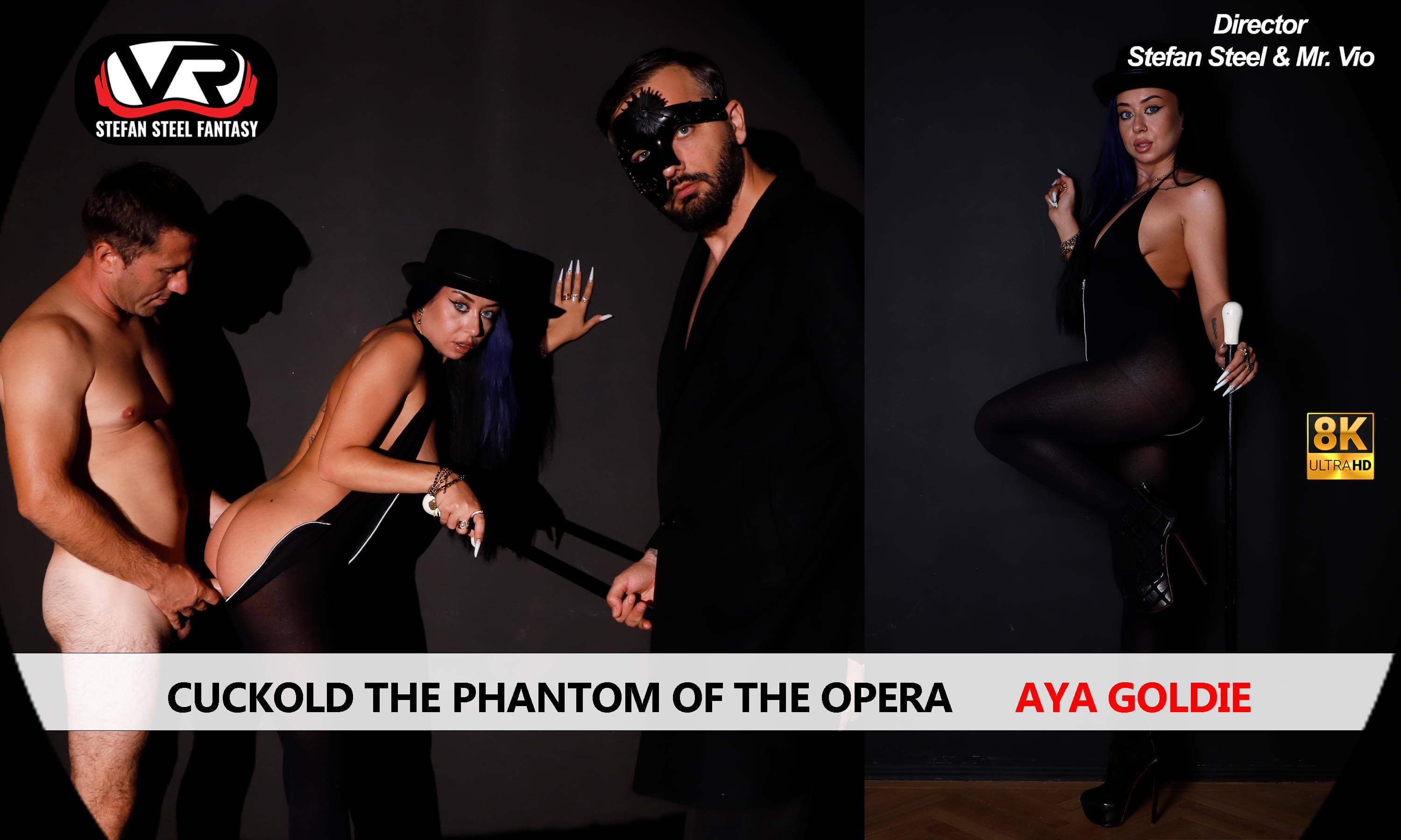 Aya Goldie as the Phantom of the Opera performs a footjob and blowjob in a European role play VR video