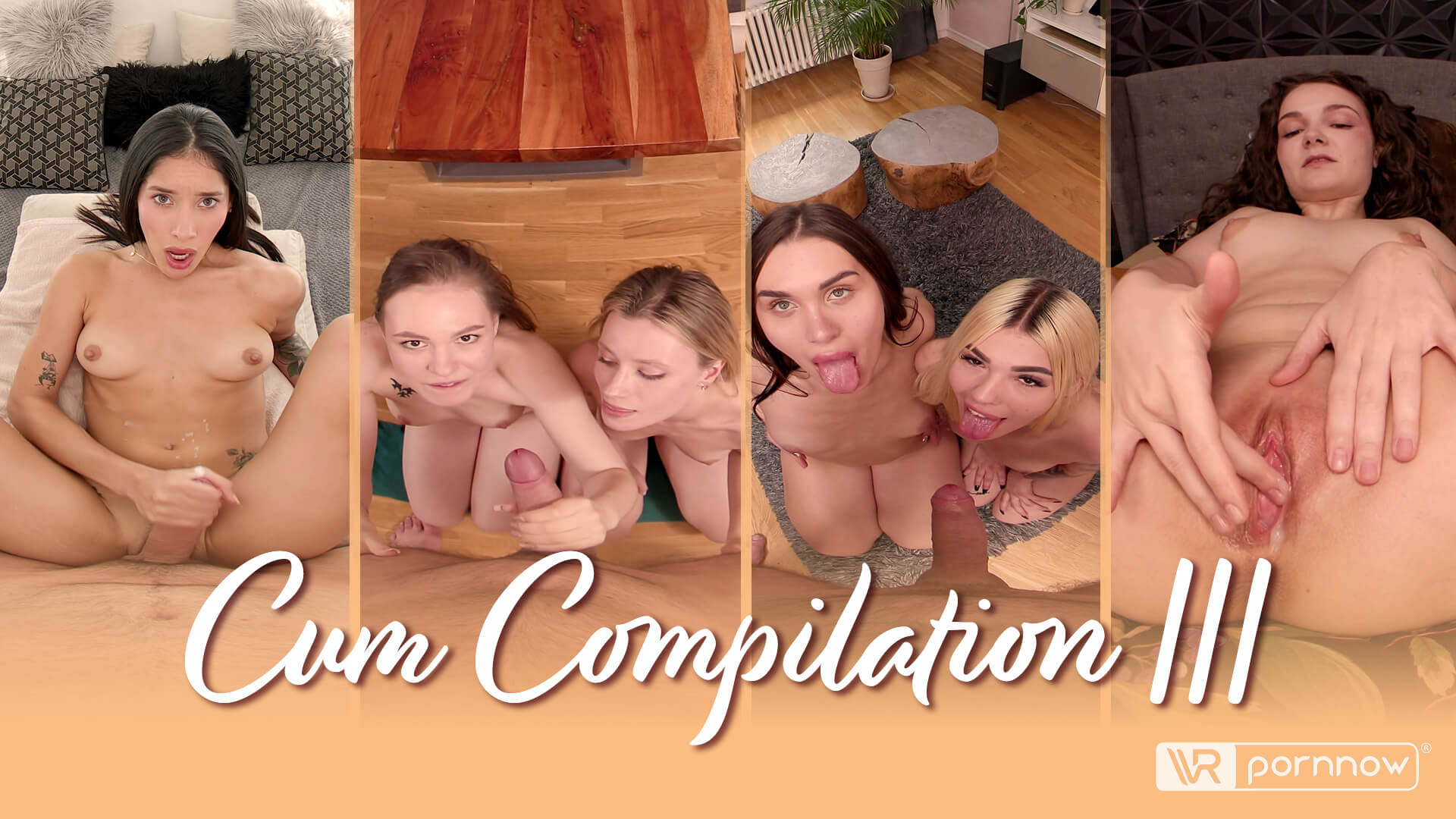 Amber Kawaii, Megan Murkovski, and Luna Wolfs get cum on face in this 60 FPS adult VR POV compilation
