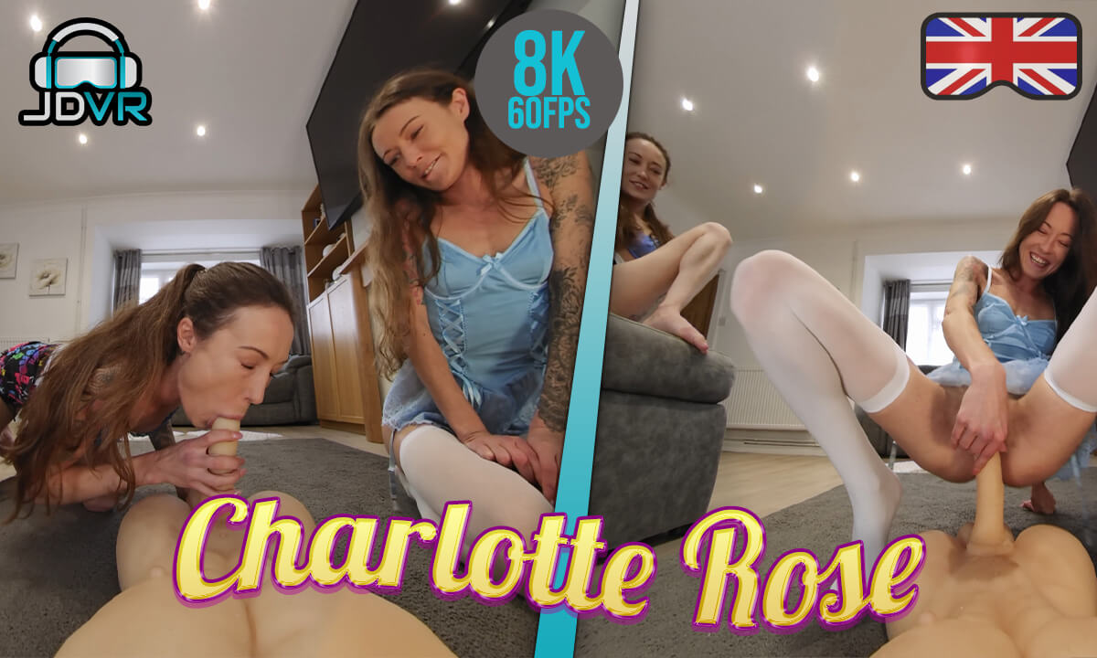 Brunette model Charlotte Rose performs a blowjob in a VR POV scene by JimmyDraws in 60 frames per second.