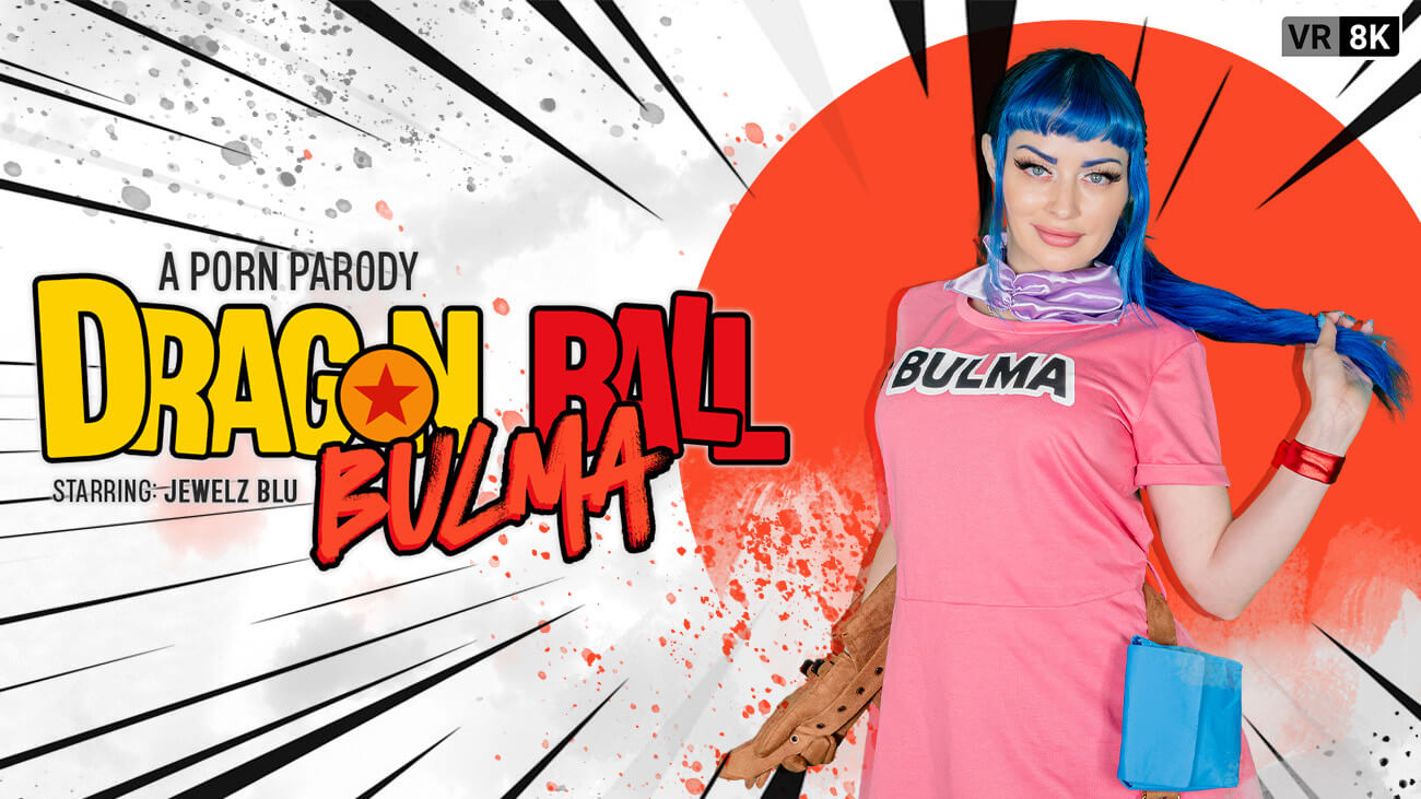 Bulma from Dragon Ball parody engages in vaginal sex and oral stimulation in a close up passthrough VR scene by VR Conk.