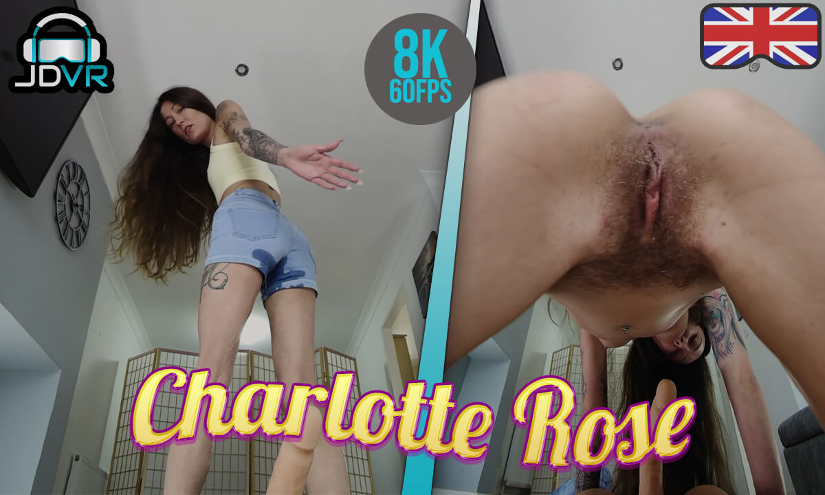 Charlotte Rose facesitting in wet panties during a 180 degree VR POV scene filmed in 60 frames per second