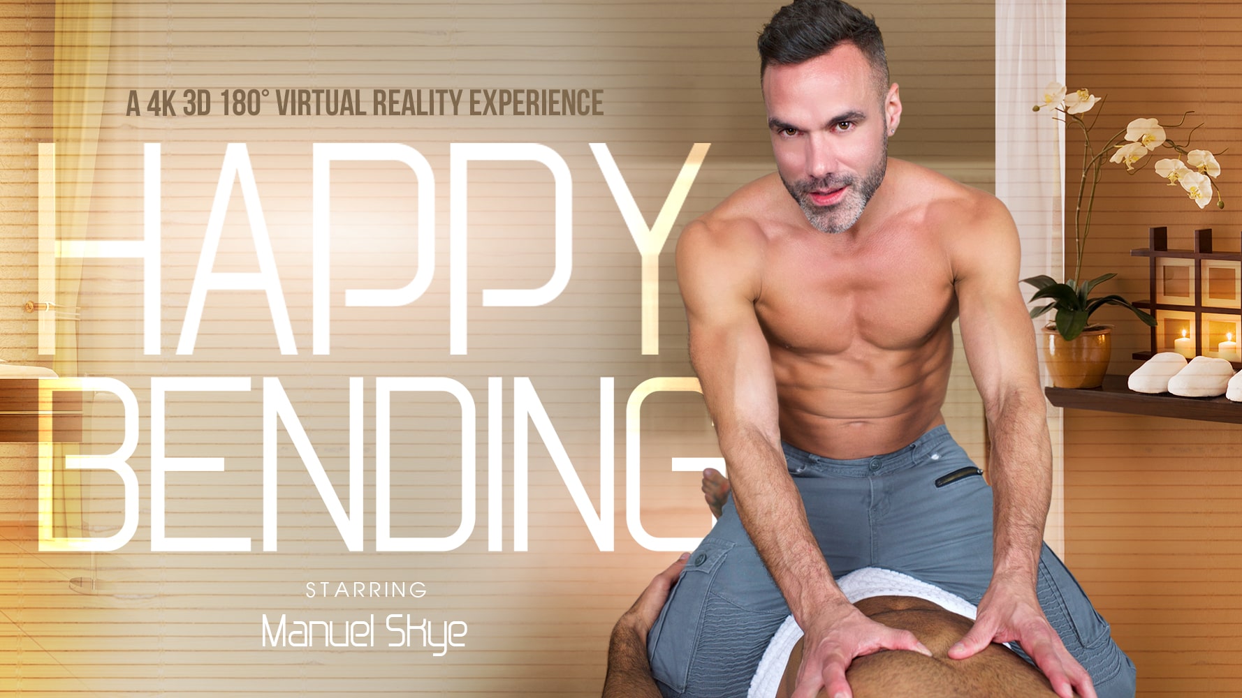 Manuel Skye receives a massage and blowjob in this gay VR POV video with anal content and 60 FPS passthrough.