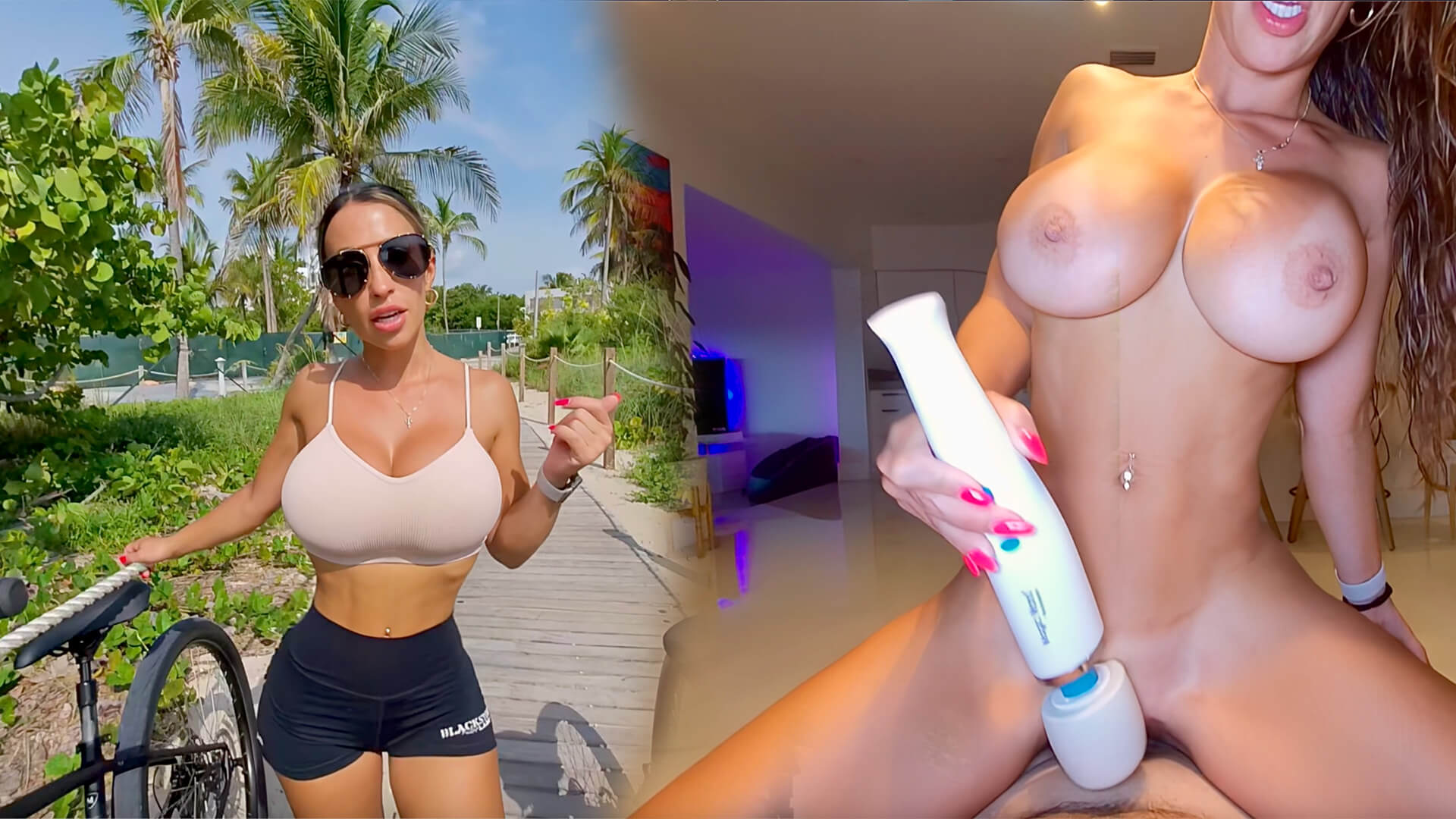 Miss Lexa performs vaginal sex and oral acts on a bike ride in Miami for an immersive adult VR POV video.