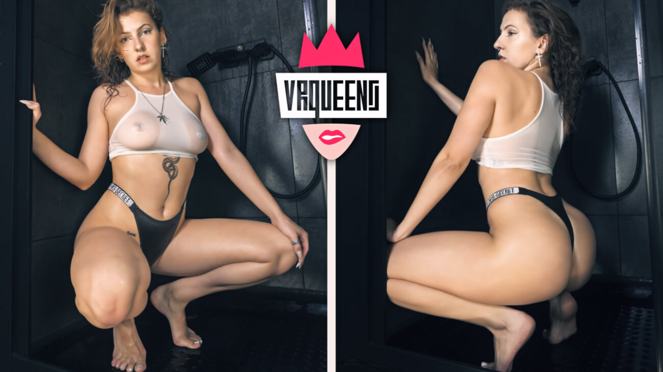 Margo twerks in the shower for VR Queens in this solo softcore music video with 60fps non pov playback.