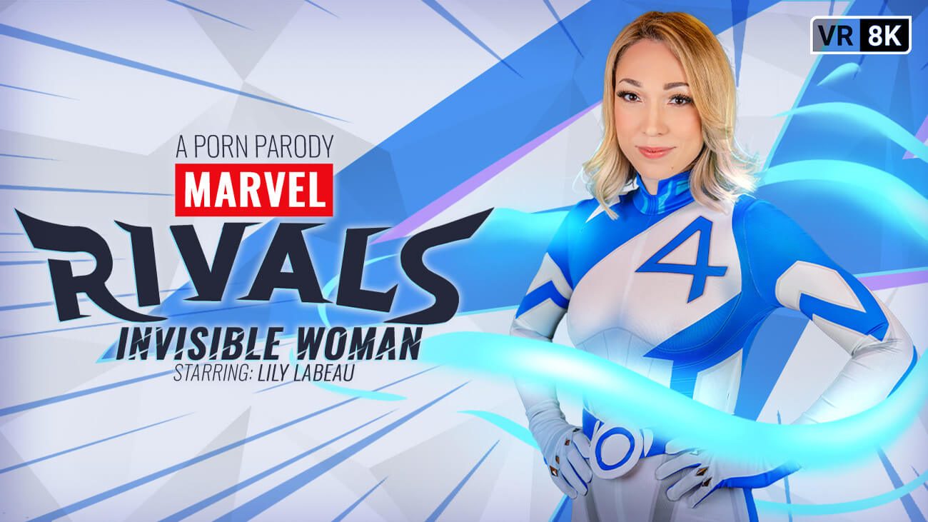 Lily LaBeau as Invisible Woman in a VR POV parody mimicking video game combat with 180 degree views and masturbation scenes.
