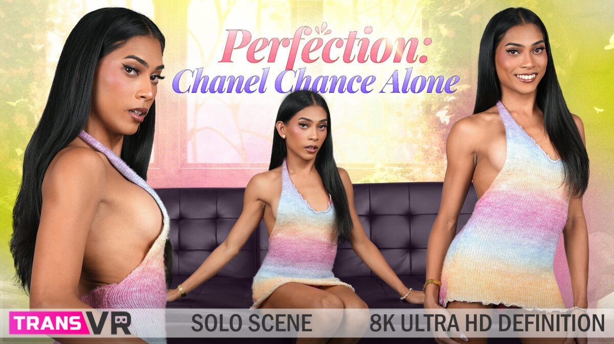 Chanel Chance performs a solo handjob with medium breasts in a non POV VR scene filmed at 60 FPS with brunette hair.