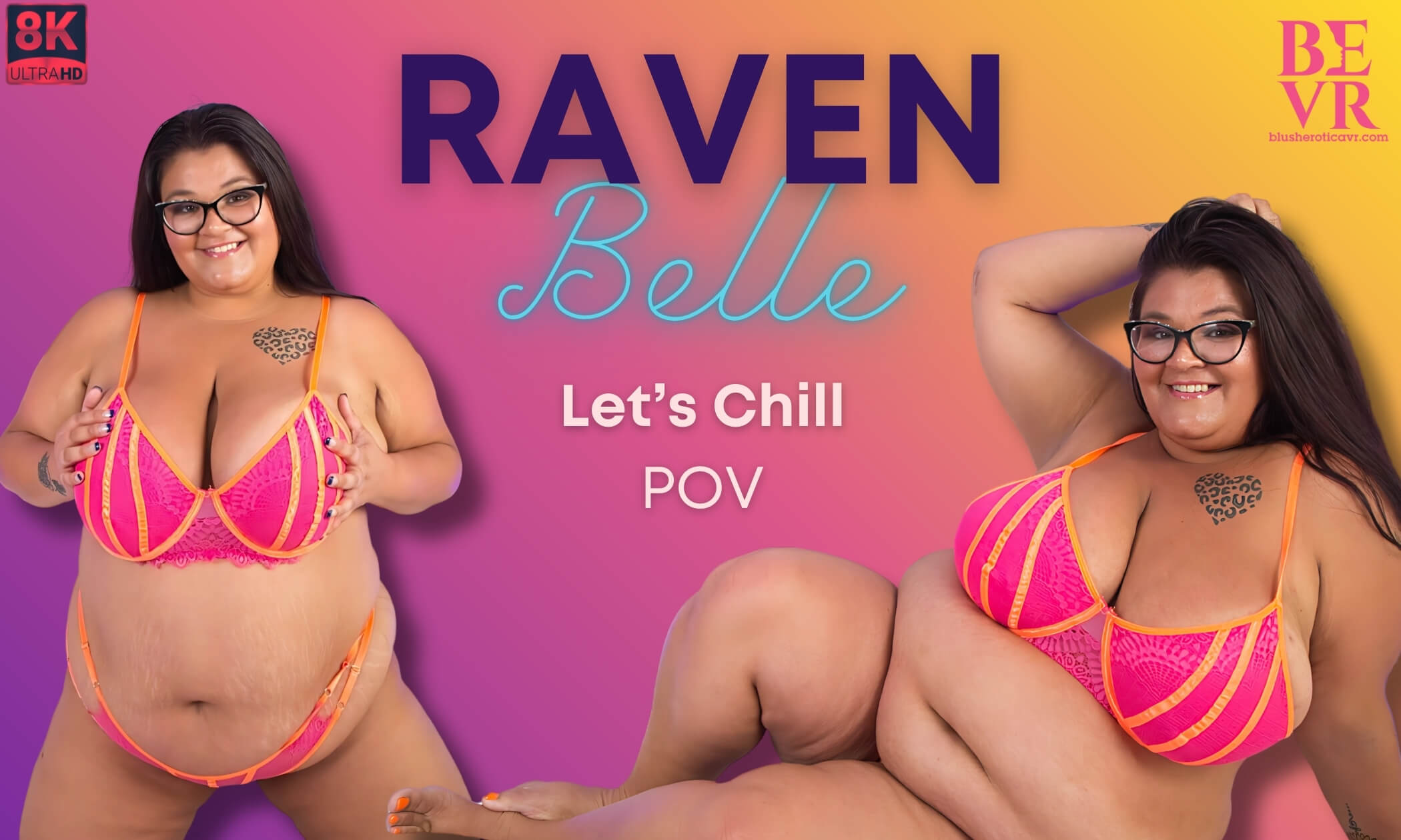 Raven Belle relaxes in a solo VR scene with close up views, featuring busty details and dirty talk in a calm indoor setting.