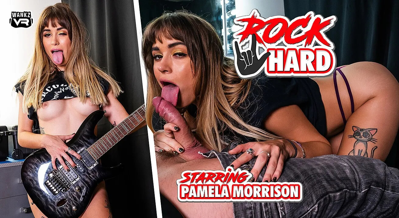 Pamela Morrison performs a close-up blowjob and vaginal sex in this WANKZVR 8K VR POV video thumbnail.