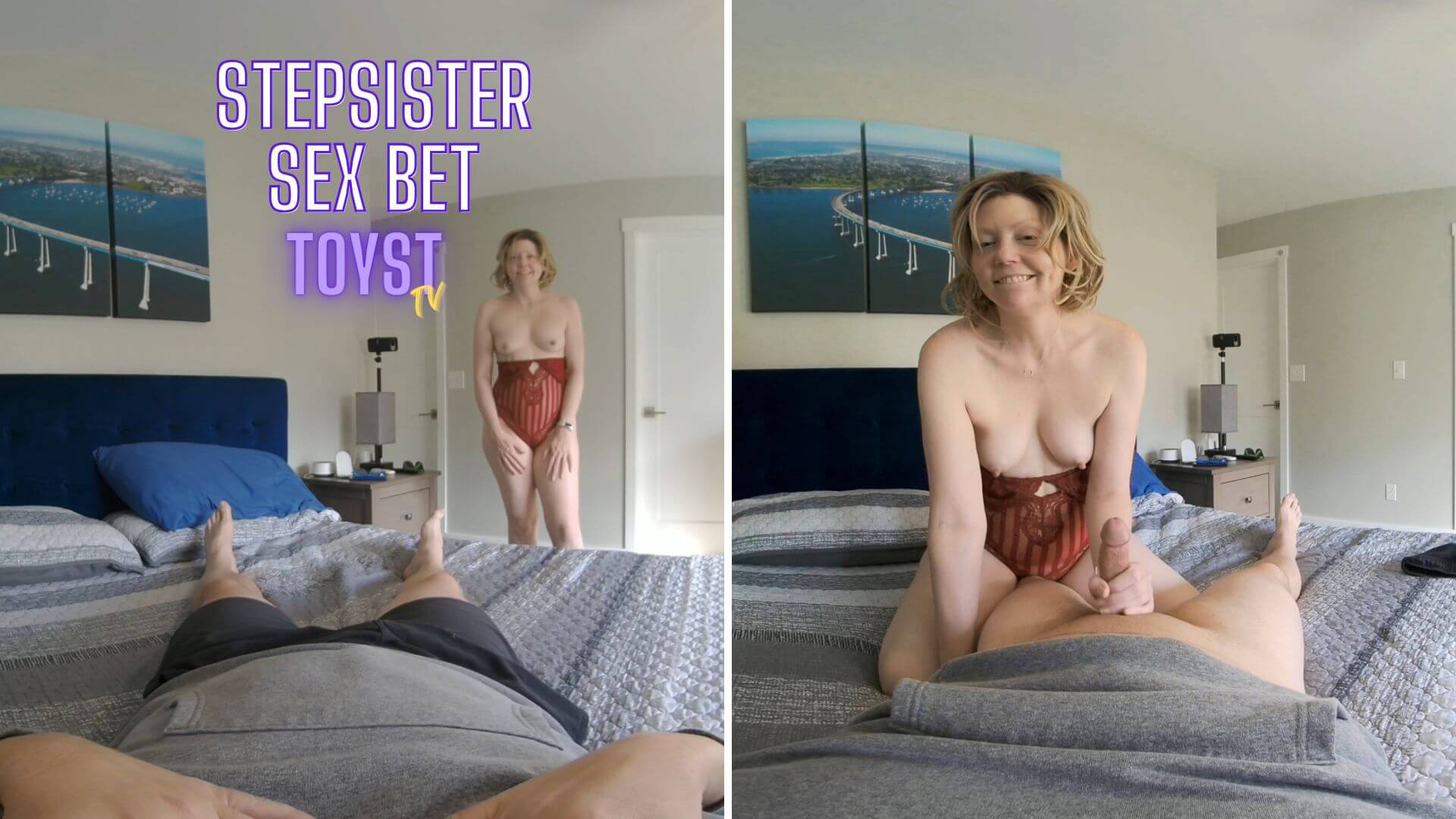 Jess Toyst performs a POV blowjob in a taboo adult VR scene with medium tits and touching