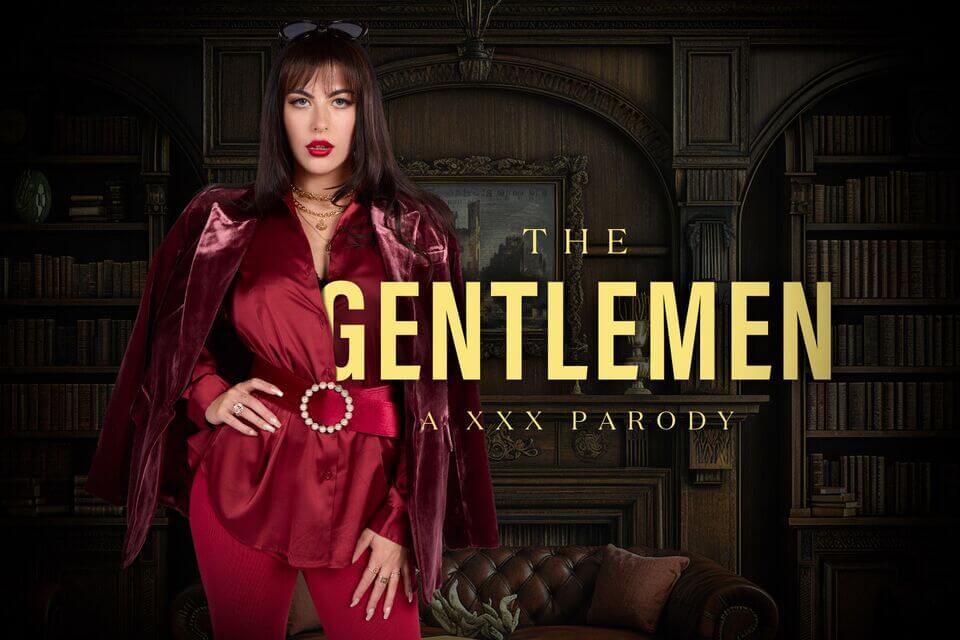 Gal Ritchie cosplaying as The Gentlemen performs a POV blowjob with dirty talk in 4K VR passthrough.