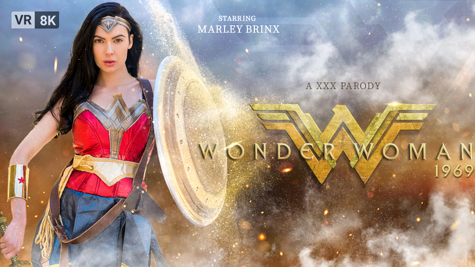 Marley Brinx performs a POV blowjob outdoors in a Wonder Woman 1969 cosplay for VR Conk in 60 FPS.