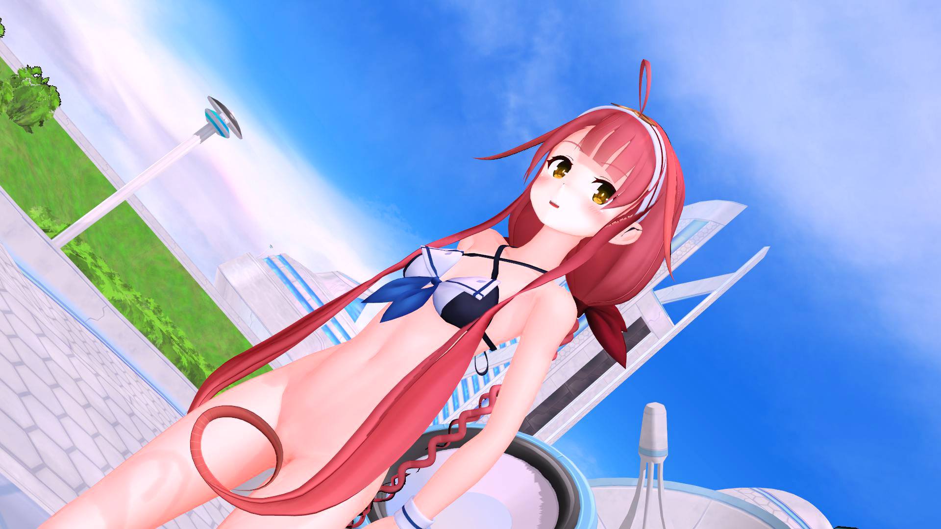 CGI hentai characters kawakaze, yamakaze, and pola engage in rough sex and dance in this 4K 180-degree VR video.