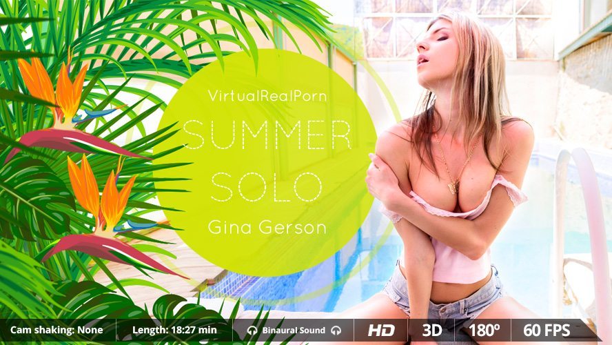 Gina Gerson performs a solo VR scene in a summer setting, featuring 60 FPS European production quality.