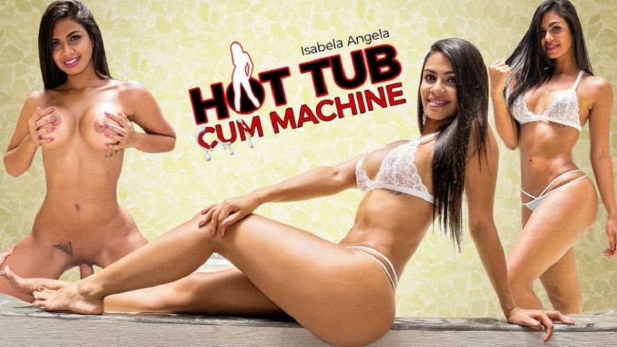 Isabella Angela receives a POV blowjob in a hot tub from a VR machine in 4K premium passthrough footage at 60 frames per second.