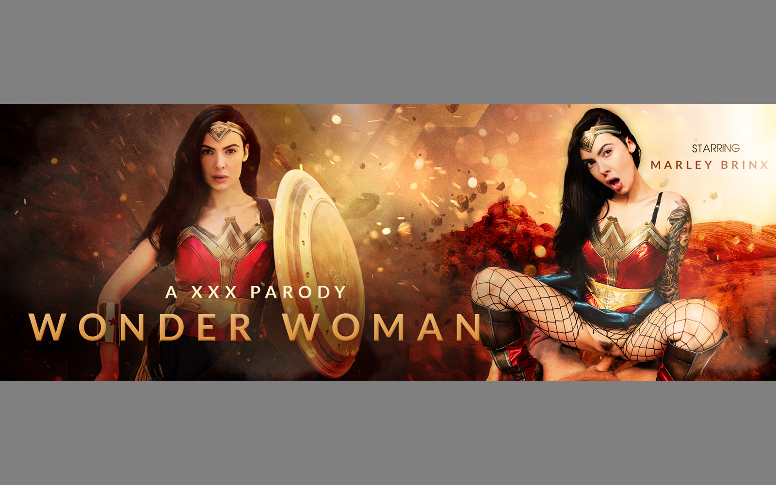 Marley Brinx in Wonder Woman cosplay performs a POV blowjob in VR passthrough 60fps