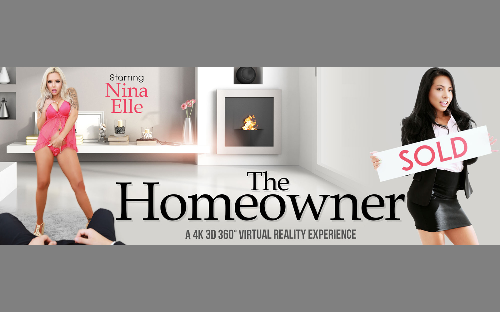 Nina Elle receives a titty fuck in a VR POV scene filmed in 4K resolution inside a home setting.
