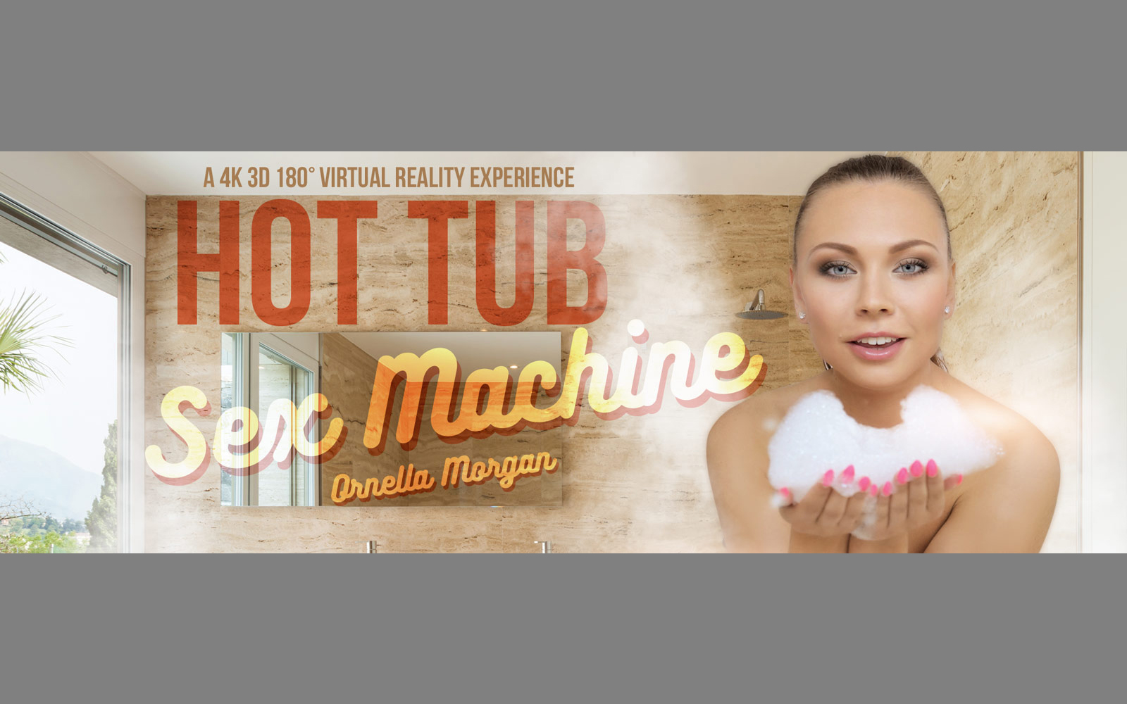 VR Bangers POV video featuring Czech brunette Ornella Morgan in a hot tub sex machine, filmed in 60 FPS 4K.