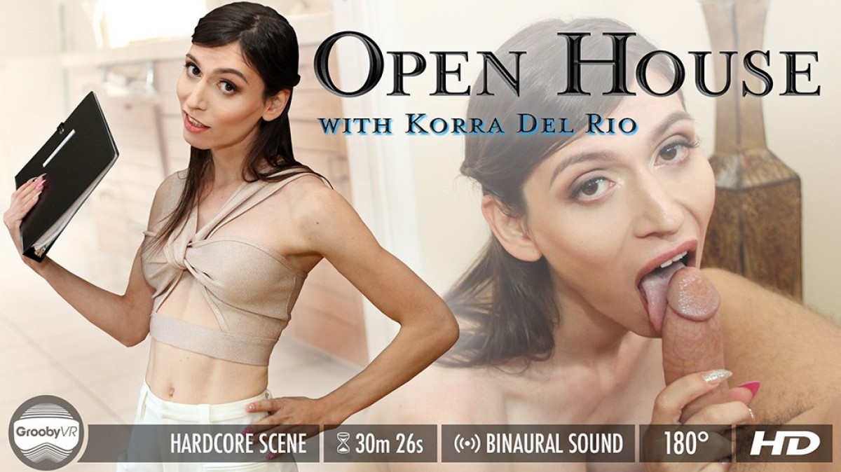 Brunette Korra Del Rio performs a blowjob and anal in a POV open house scene with 4K VR quality.