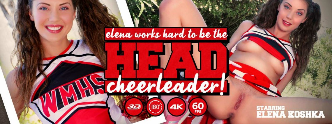 Elena Koshka performs a POV blowjob as a brunette teen cheerleader in 4K VR production by LethalHardcoreVR