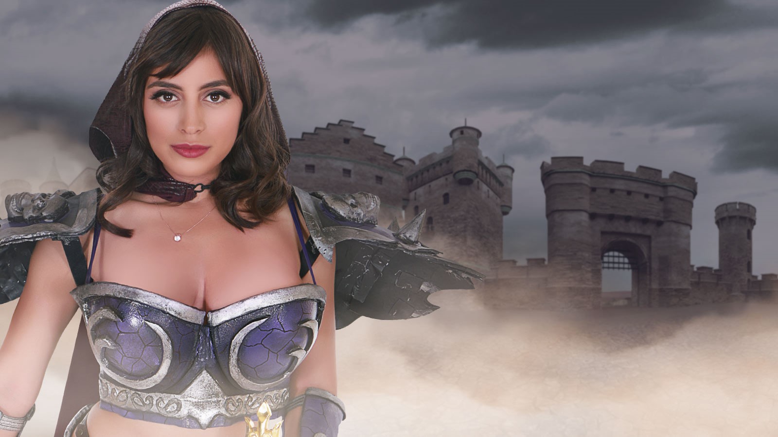 Ella Knox in cosplay performs a POV blowjob in 4K VR with 60 FPS smooth playback from WhorecraftVR.