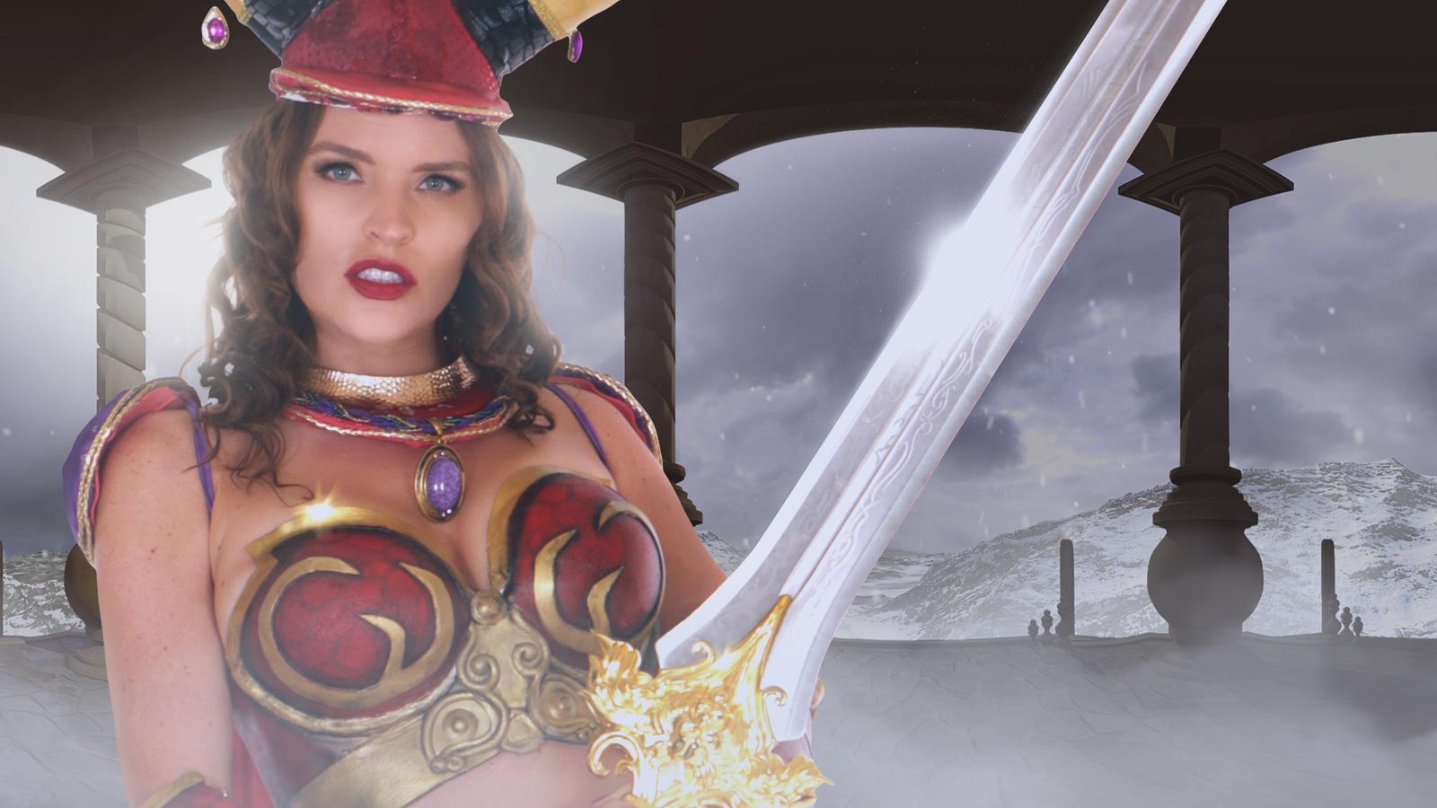 Krissy Lynn in cosplay receives a POV blowjob in VR 4K production.