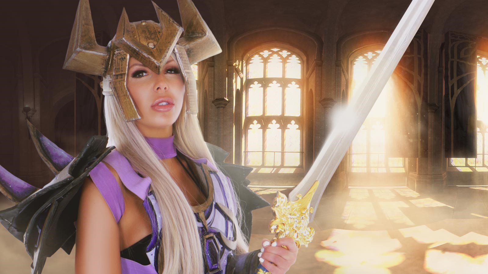 Nina Elle in cosplay performs a reverse Trojan horse POV blowjob in 60fps VR production