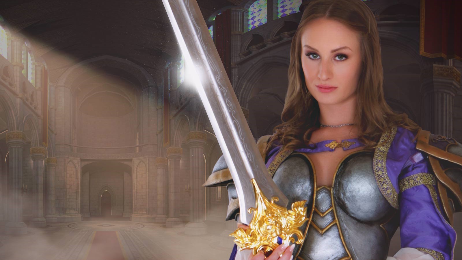 Daisy Stone performs a cosplay blowjob in a POV scene with WhorecraftVR production values in 4K resolution