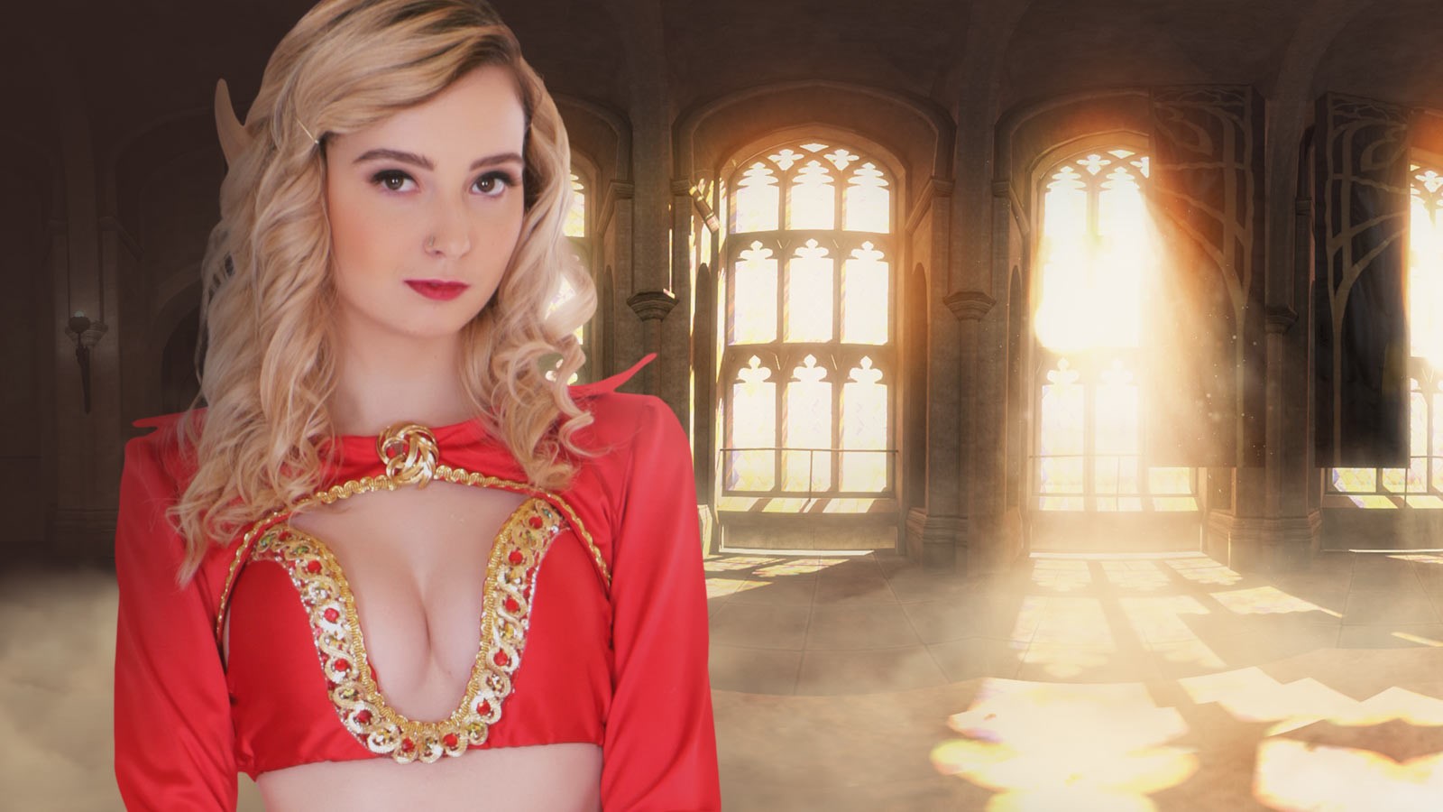 Lexi Lore as a busty blood elf performs a POV blowjob in a 4K VR cosplay scene with 60 FPS graphics.