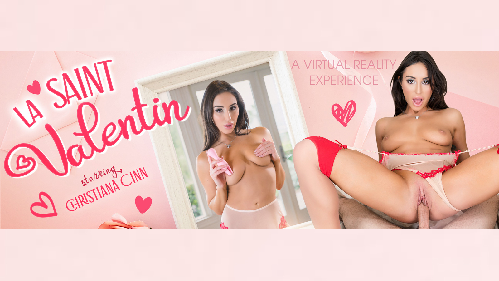 Brunette Christiana Cinn performs a POV blowjob in a romantic Valentine setting in this 4K VR Bangers production.