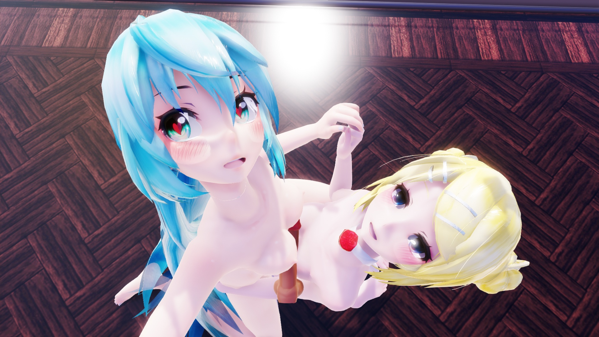 hatsune miku and rin in a 3D hentai VR parody with 4K resolution and 180 degree binaural sound