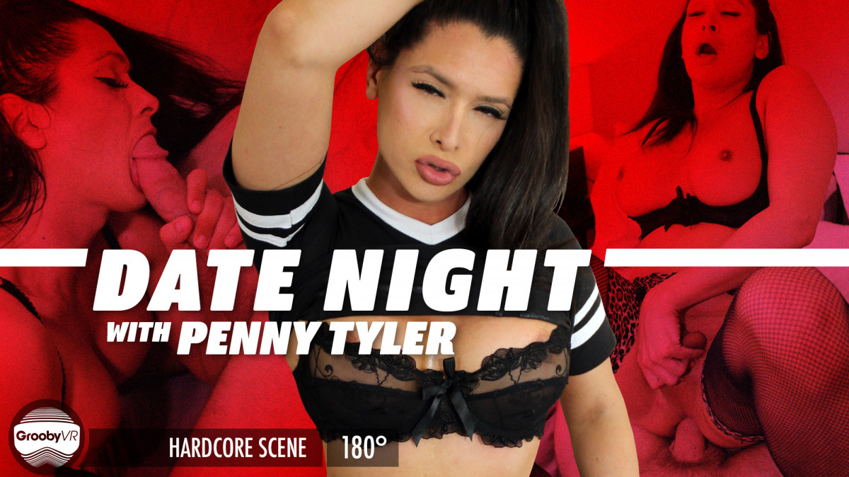 Brunette model Penny Tyler wears lingerie during a POV anal scene in this 4K GroobyVR production.