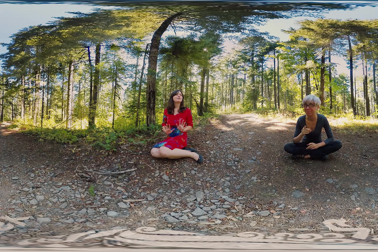 Raven Snow sits outdoors for a softcore VR interview in 4K non-POV footage.