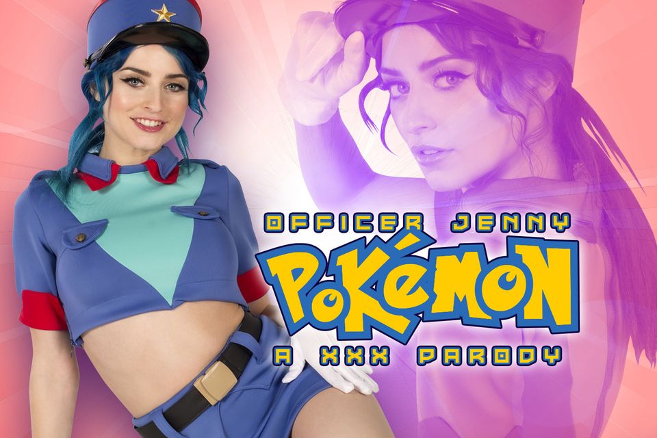 Jewelz Blu in Officer Jenny cosplay performs a POV blowjob in German setting, featuring 60 FPS VR action.