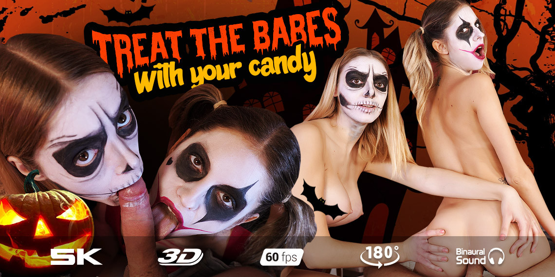 Paola Hard and Rebecca Volpetti perform a POV blowjob in a horror setting for this 60 FPS VR video.