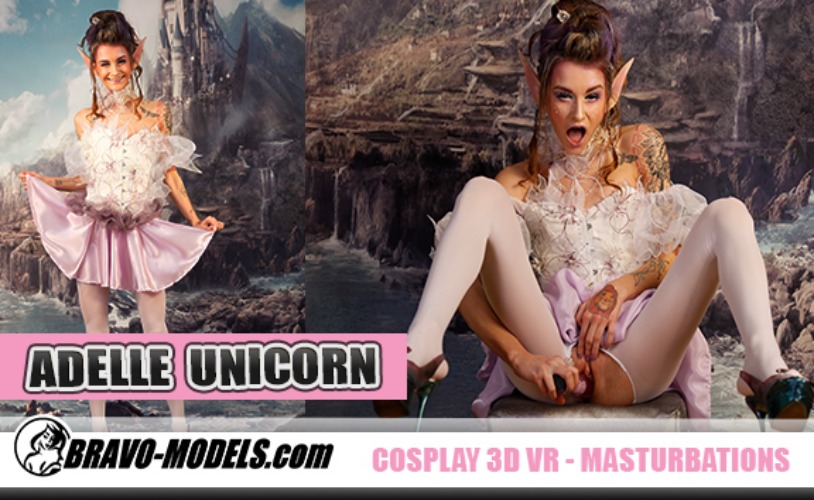 Adele Unicorn in cosplay poses solo in 4K VR 180 degree video by BravoModels