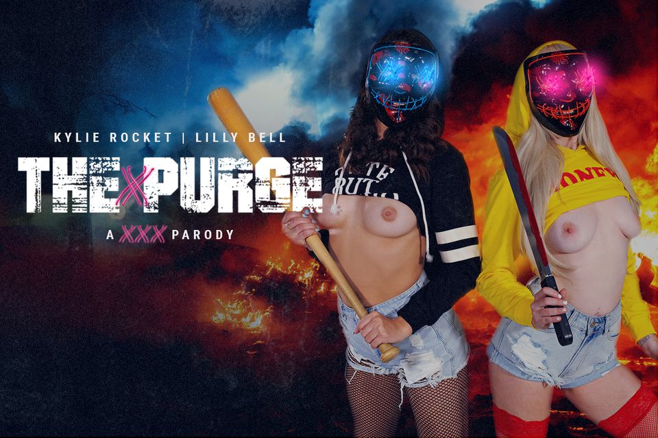 Kylie Rocket and Lilly Bell cosplay in a POV VR scene filmed in 60 FPS for BadoinkVR.