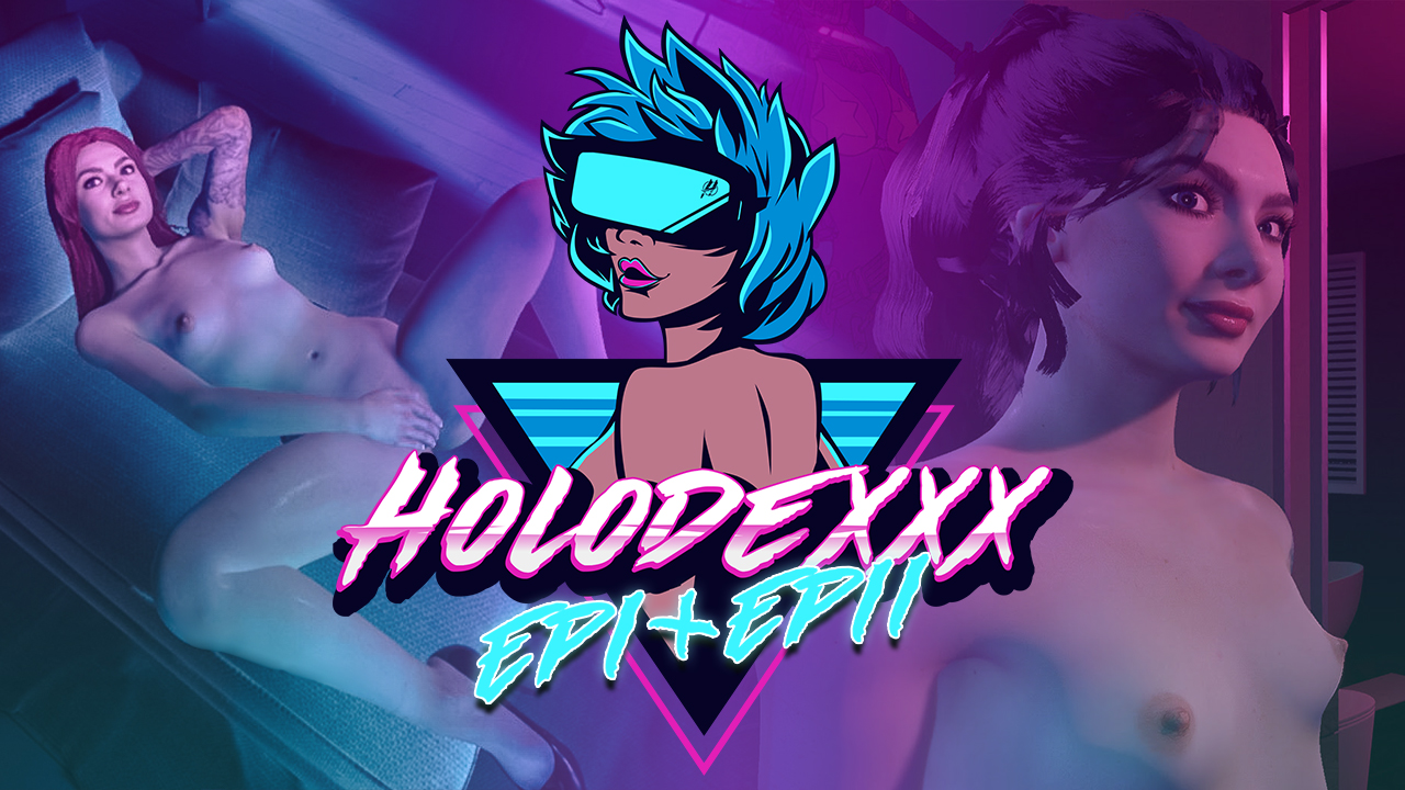 A woman explores a virtual game world in this Holodexxx VR experience featuring spatial audio and 6DoF gameplay on PC.