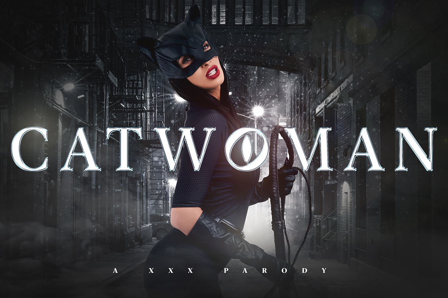 Clea Gaultier in a Catwoman cosplay performs a titty fuck POV scene for VRCosplayX in 4K VR video