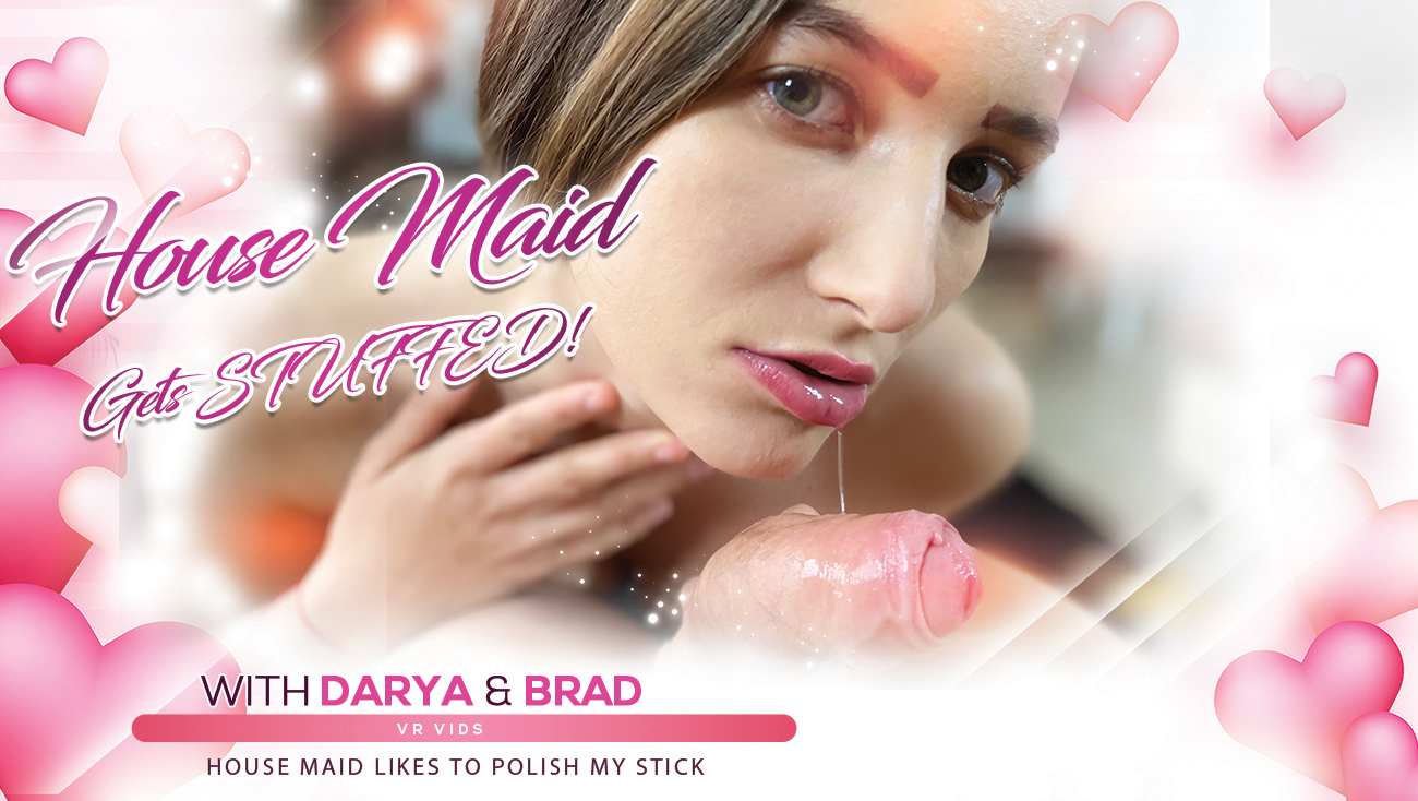 Darya performs a POV blowjob on Brad in a house setting, featuring 4K and 60 FPS VR content from VRStars.