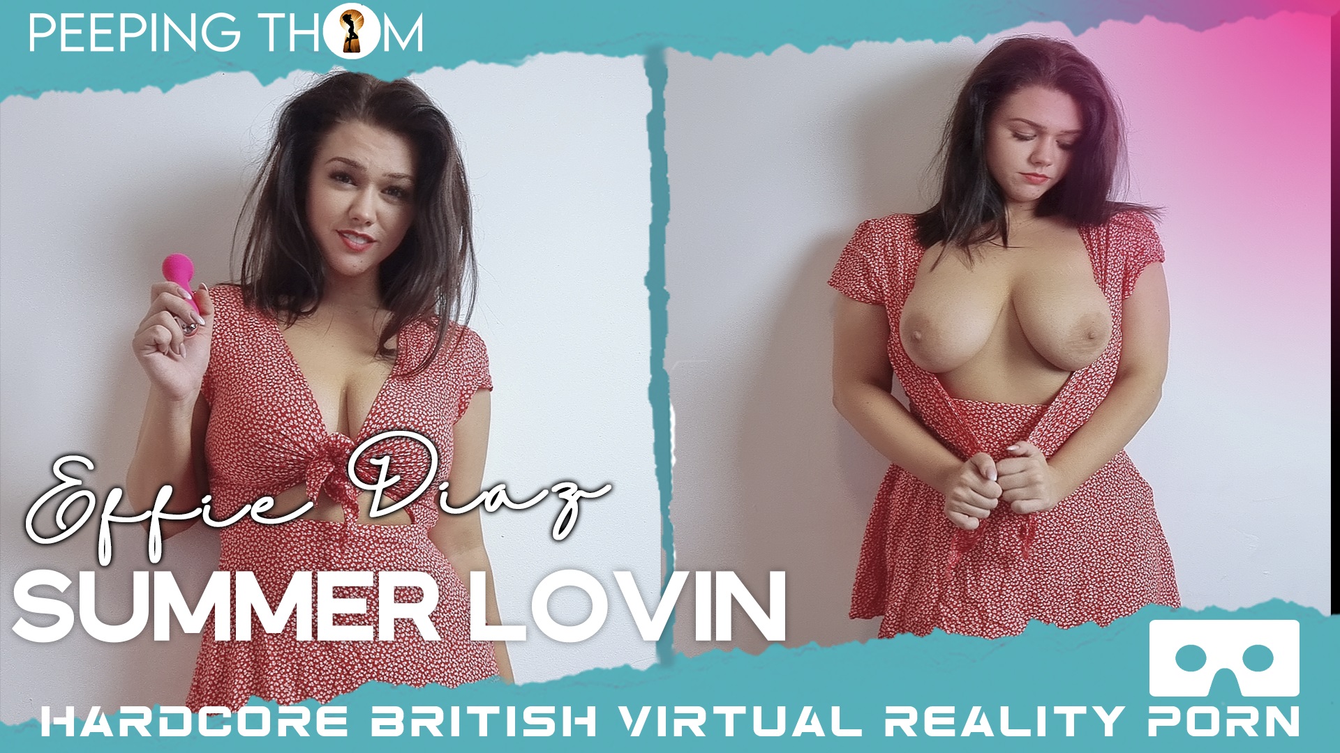 Effie Diaz poses solo in a bright outdoor setting during a 4K non POV VR scene filmed at 60 frames per second.