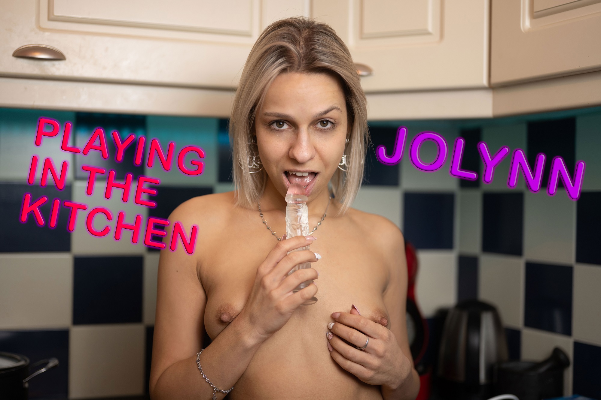 Jolynn plays in the kitchen during this solo non POV 4K 6K 180 degree VR video by PIP VR