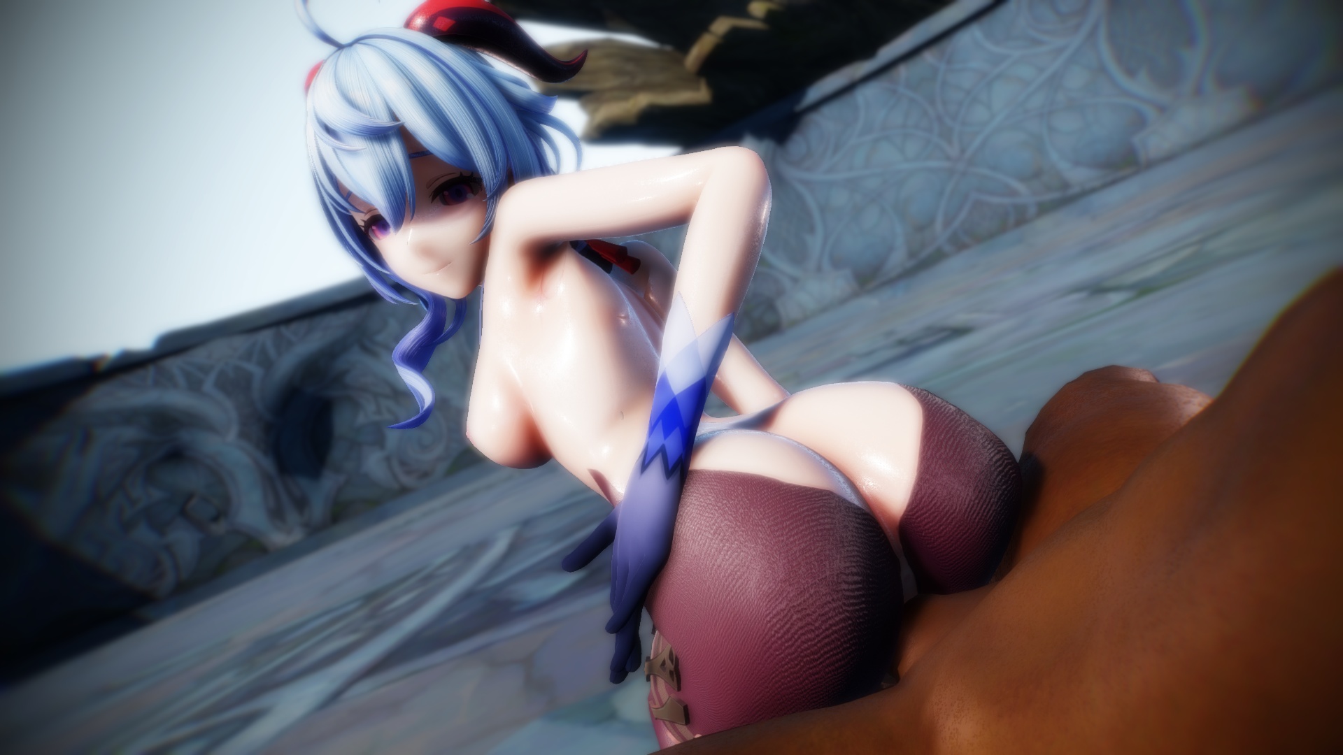 Genshin Impact Ganyu performs cowgirl action in a 180 degree VR POV 5K 3D hentai production by Lewd FRAGGY