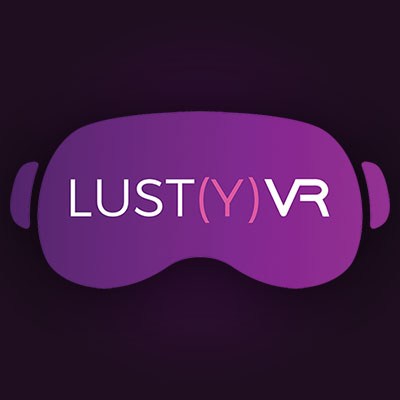 LustyVR studio logo representing 96 virtual reality adult scenes produced for immersive headset viewing experiences.