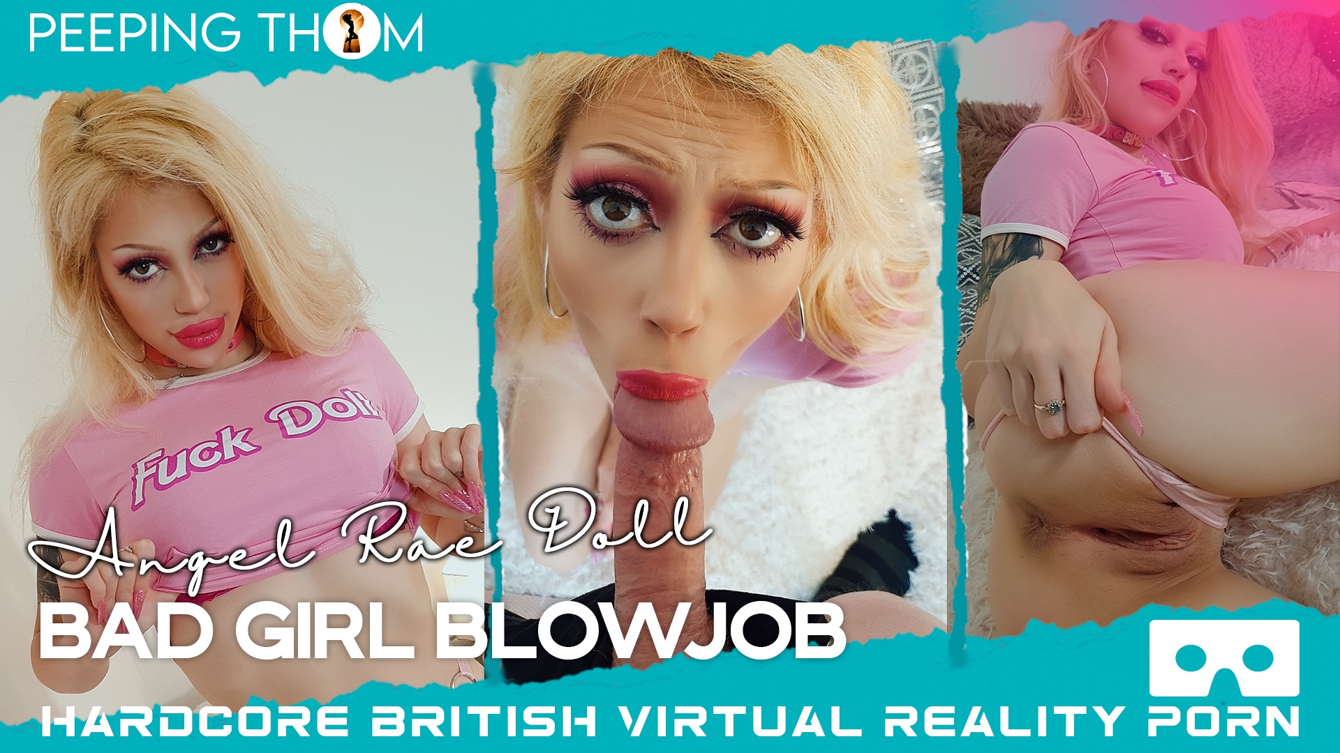 Angel Rae Doll performs a POV blowjob while twerking in a 4K VR scene by Peeping Thom