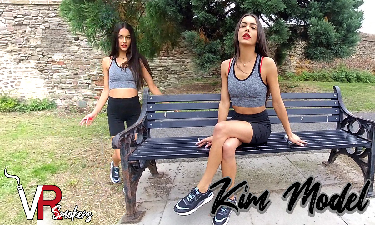 Kim Model walks outdoors in a solo non POV VR video filmed in 60 frames per second by VR Smokers