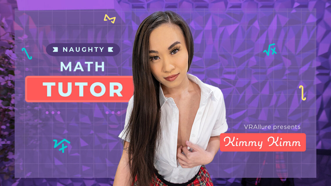 Kimmy Kimm in a solo non POV 4K VR video performing as a naughty math tutor in a classroom setting