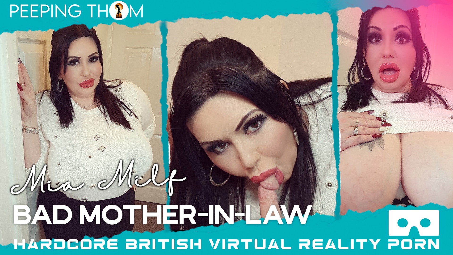 Mia Milf performs a blowjob and titty fuck in a POV VR scene filmed in 4K resolution by Peeping Thom